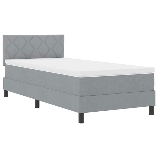 vidaXL Boxspringbett mit Matratze mit LED Hellgrau 90 x 190 cm Stoff