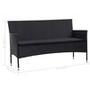 vidaXL 3-Sitzer-Gartensofa mit Auflagen Schwarz Poly Rattan