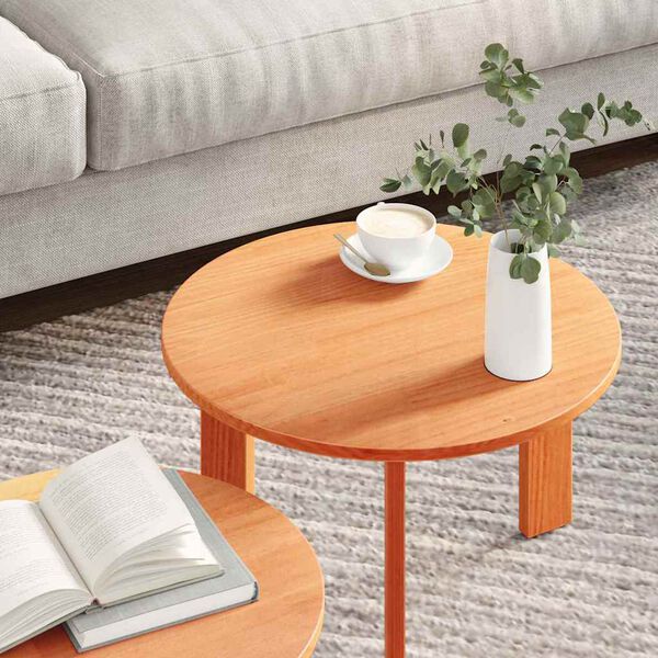 vidaXL Couchtisch 2 pcs Wachsbraun Massivholz Kiefer