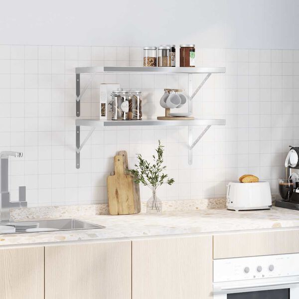 vidaXL Wandregale 2 Stk. 75x40 cm Silbern Edelstahl