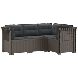 vidaXL 4-Sitzer Gartensofa mit Kissen Rattan-Look PP Hellgrau