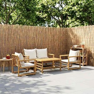 vidaXL 4-tlg. Garten-Lounge-Set mit Auflagen Bambus