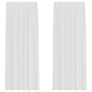 vidaXL Voile Vorh&auml;nge mit Stangentaschen 2 Stk. Wei&szlig;