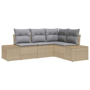 vidaXL Gartensofa-set 4 pcs Beige und Hellgrau Poly-Rattan