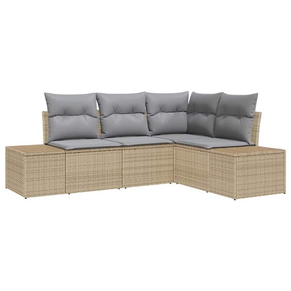vidaXL Gartensofa-set 4 pcs Beige und Hellgrau Poly-Rattan