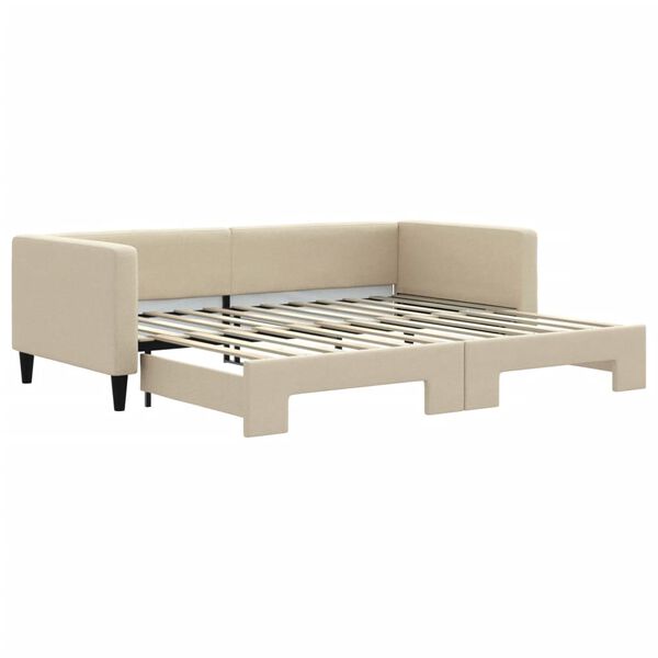 vidaXL Tagesbett Ausziehbar Creme 90x200 cm Stoff