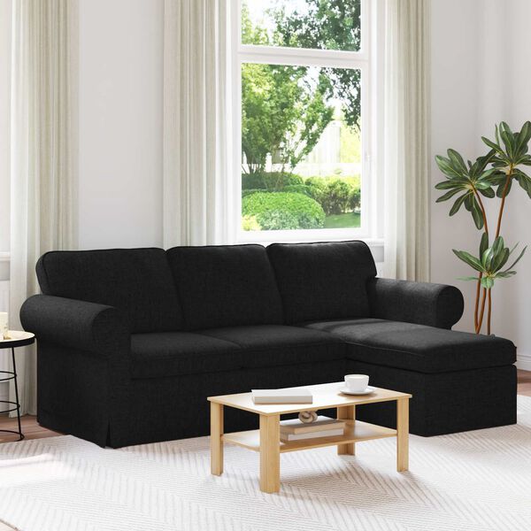 vidaXL Sofa Schwarz Gesamtabmessungen: 215 x 138 x 80 cm (B x T x H)