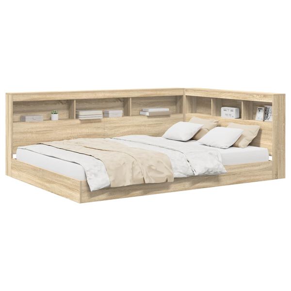 vidaXL B&uuml;cherregal-Bett Sonoma-Eiche 160 x 200 cm Holzwerkstoff