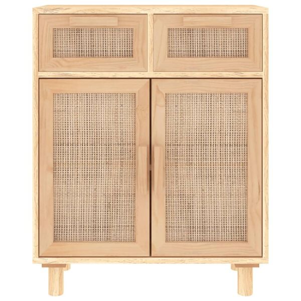 vidaXL Sideboard Braun 60x30x75 cm Massivholz Kiefer und Natur-Rattan