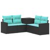 vidaXL Sofa Set 5 stk. Schwarz und Blau Polyrattan und Stahl