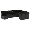 vidaXL 10-tlg. Garten-Sofagarnitur mit Kissen Schwarz Poly Rattan