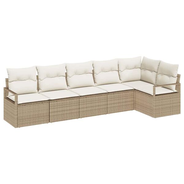 vidaXL Sofa Set mit Kissen 6 pcs Beige Poly Rattan