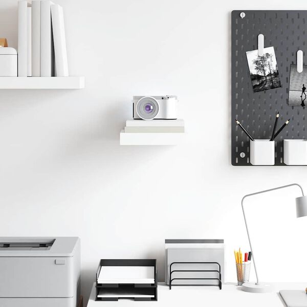 vidaXL Schweberegal Hochglanz-Wei&szlig; 23x23,5x3,8 cm MDF