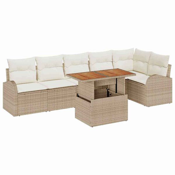 vidaXL Garten-Sofa-Set mit Kissen 7 pcs Beige und Creme