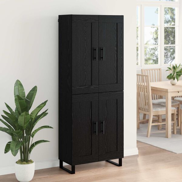 vidaXL Highboard Schwarz Eichen-Optik 69,5 x 34 x 180 cm Holzwerkstoff