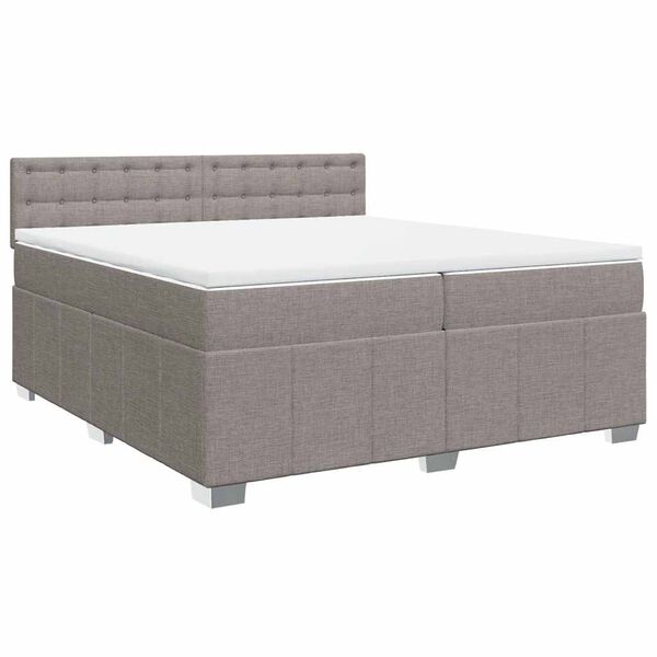 vidaXL Boxspringbett mit Matratze Taupe 200x200 cm Stoff