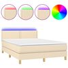 vidaXL Boxspringbett mit Matratze & LED Creme 140x200 cm Stoff