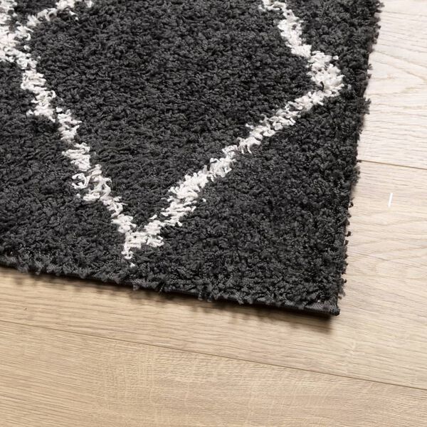 vidaXL Teppich Shaggy Hochflor Modern Schwarz und Creme 120x170 cm