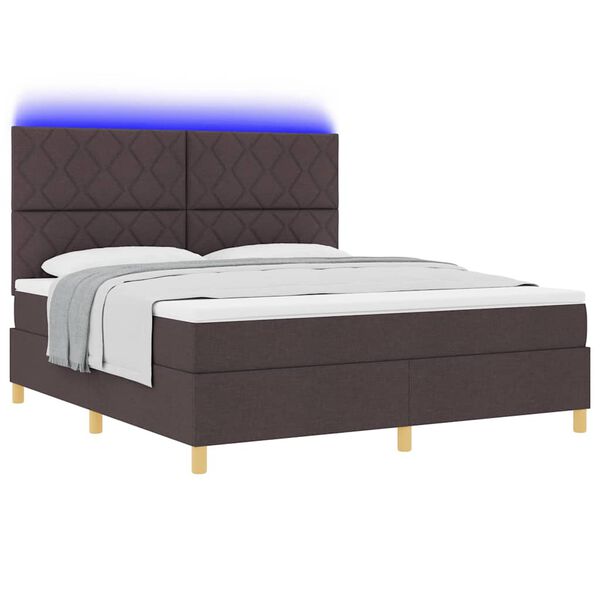 vidaXL LED Boxspringbett mit Matratze Dunkelbraun 180 x 200 cm Stoff