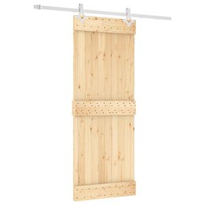 vidaXL Schiebet&uuml;r Nat&uuml;rlich und Wei&szlig; 80 x 210 cm Massivkiefer