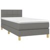 vidaXL Boxspringbett mit Matratze Dunkelgrau 90x200 cm Stoff