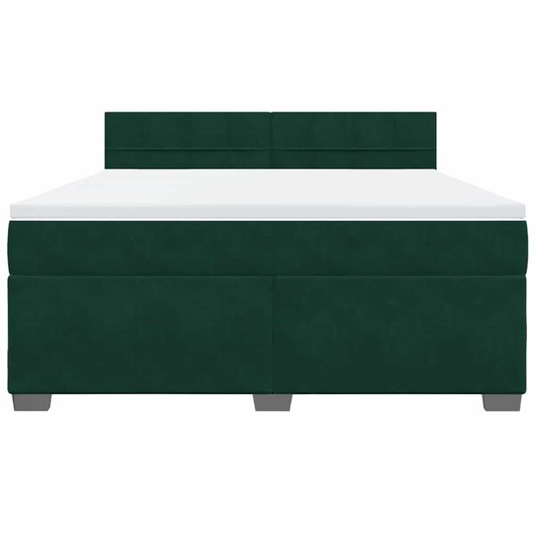 vidaXL Boxspringbett mit Matratze Dunkelgr&uuml;n 180x200 cm Samt