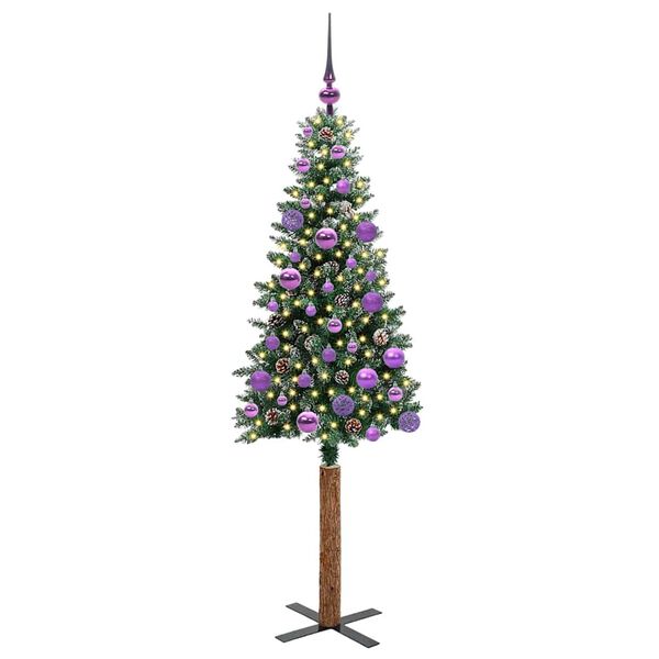 vidaXL Schlanker Weihnachtsbaum mit 150 LEDs mit St&auml;nder Gr&uuml;n 150 cm