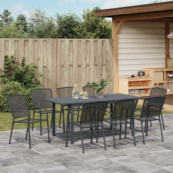 vidaXL Garten Essgruppe 9 pcs Anthrazit Pulverbeschichteter Stahl