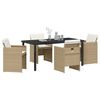 vidaXL Garten Essgruppe mit Kissen 5 pcs Beige Poly-Rattan
