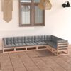vidaXL 7-tlg. Garten-Lounge-Set mit Kissen Massivholz Kiefer