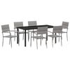 vidaXL Garten Essgruppe mit Kissen 7 pcs Grau Poly-Rattan