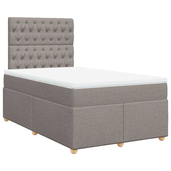 vidaXL Boxspringbett mit Matratze Taupe 120x200 cm Stoff