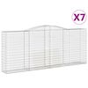 vidaXL Gabionen mit Hochbogen 7 Stk. 400x50x160/180cm Verzinktes Eisen