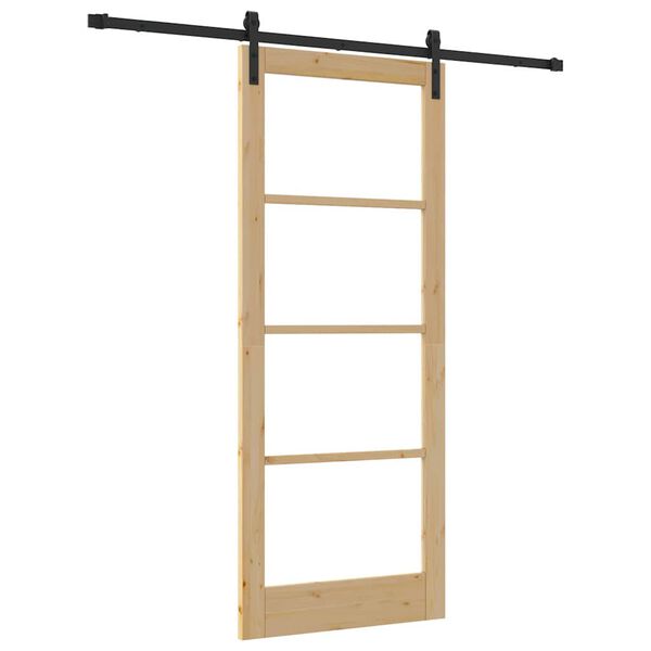 vidaXL Schiebet&uuml;r ORKDAL Nat&uuml;rlich und Schwarz 86 x 211 cm