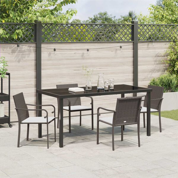 vidaXL Garten Essgruppe 5 pcs Braun Poly Rattan