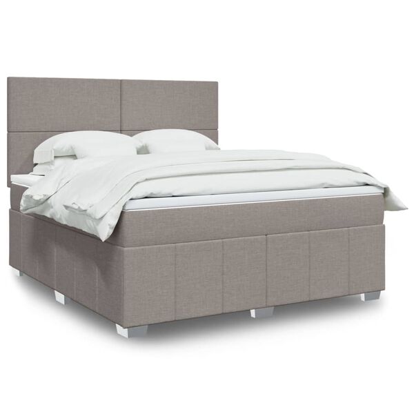 vidaXL Boxspringbett mit Matratze Taupe 180x200 cm Stoff