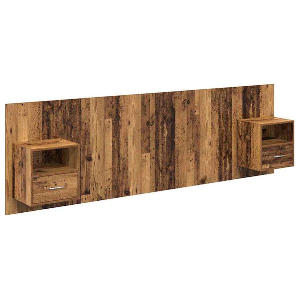 vidaXL Kopfteil mit Schrank mit Schubladen 3 pcs Altholz Holzwerkstoff