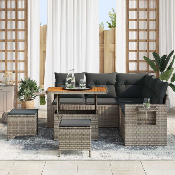 vidaXL Garten-Sofa-Set 8 pcs Grau Poly-Rattan