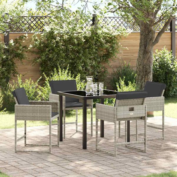 vidaXL Garten Essgruppe 5 pcs Hellgrau Poly-Rattan