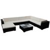 vidaXL 8-tlg. Garten-Lounge-Set mit Auflagen Poly Rattan Schwarz