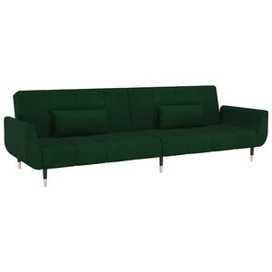 vidaXL Schlafsofa 2-Sitzer mit 2 Kissen Dunkelgr&uuml;n Samt