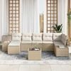 vidaXL Garten-Sofa-Set mit Kissen mit Speicher 7 pcs Beige Poly-Rattan