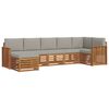 vidaXL Ecksofa Set 7 pcs Nat&uuml;rlich und Hellgrau Massivholz Akazie
