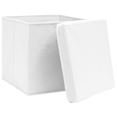 vidaXL Aufbewahrungsboxen mit Deckeln 4 Stk. 28x28x28 cm Weiß