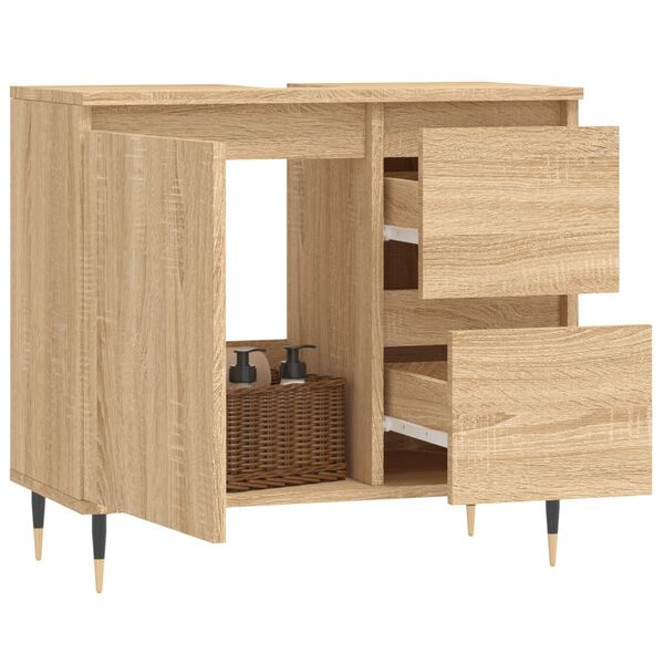 vidaXL Badschrank Sonoma-Eiche 65x33x60 cm Holzwerkstoff
