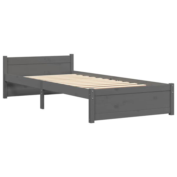 vidaXL Massivholzbett Grau 75x190 cm