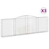 vidaXL Gabionen mit Hochbogen 3 Stk. 400x30x120/140cm Verzinktes Eisen