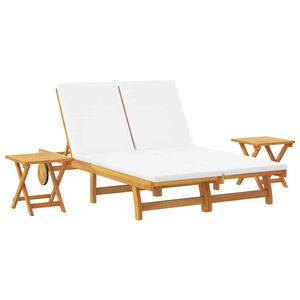 vidaXL Sonnenliege mit Kissen Cremewei&szlig; Massivholz Akazie