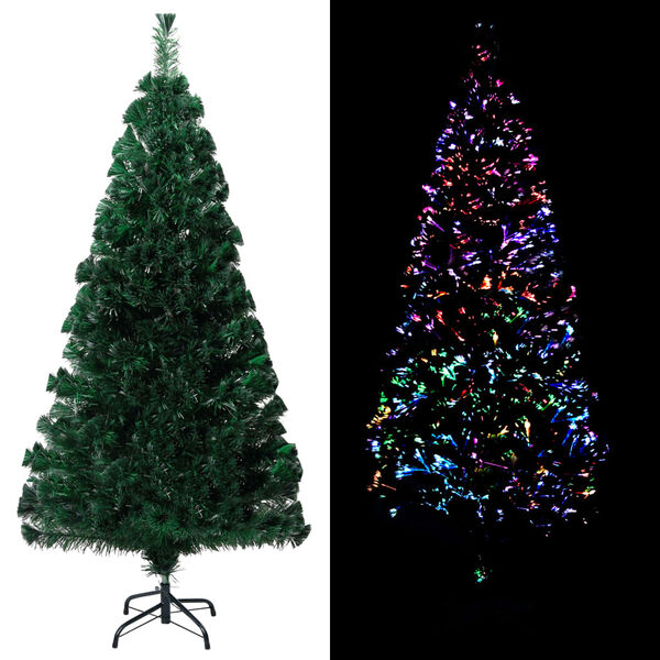 vidaXL Künstlicher Weihnachtsbaum mit Ständer Grün 150 cm Glasfaser