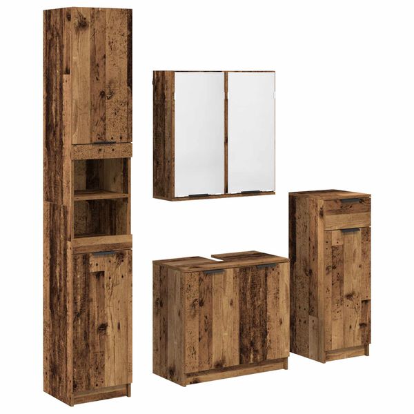 vidaXL Badezimmerm&ouml;bel-Set mit Schubladen 4 pcs Altholz Holzwerkstoff